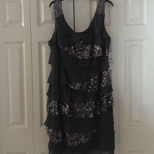 Sequin dress tags still on